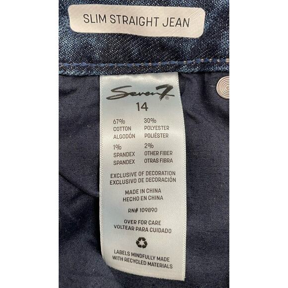 Seven 7 Women's High Rise Slim Straight Jean Size 14 Birch NWT - Picture 8 of 8